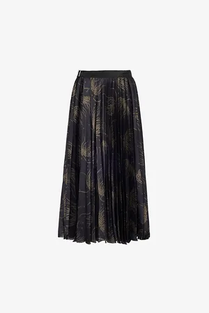 SACAI Womens Pleated Adjustable-Belt Satin Midi Skirt