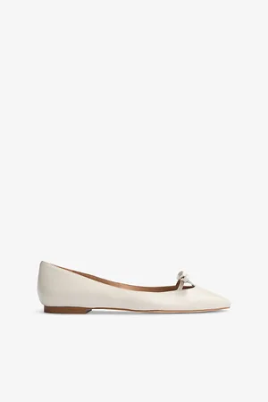 LK Bennett Womens Lynne Bow-Embellished Leather Ballet Flats