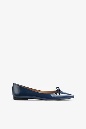 LK Bennett Womens Lynne Bow-Embellished Leather Ballet Flats