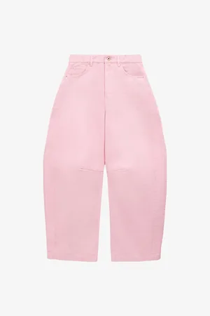 Loewe Womens Logo-Patch Barrel-Leg Cotton Trousers