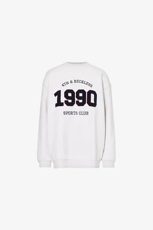 4th & Reckless Womens Lila 1990 Flocked-Text Cotton-Jersey Sweatshirt