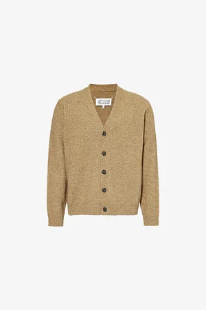 Maison Margiela Mens V-Neck Knitted Wool-Blend Cardigan
