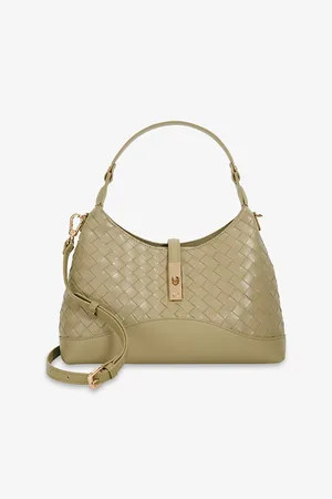 Dune Womens Dorset Medium Woven Leather Shoulder Bag