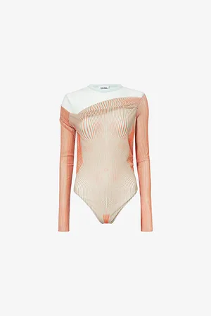 Jean Paul Gaultier Womens Striped Mesh Woven Body
