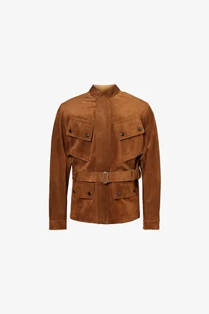 Dunhill Mens Funnel-Neck Flap-Pocket Regular-Fit Suede Jacket