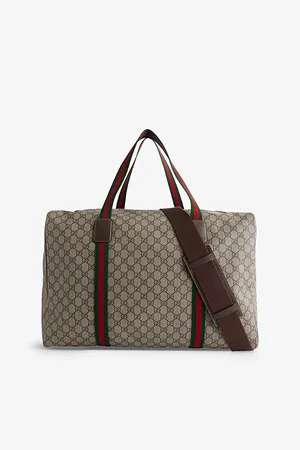 Gucci Mens Gg- Monogram Large Coated-Canvas Duffle Bag