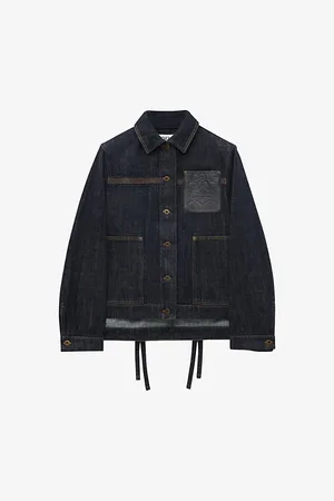 Loewe Womens Anagram-Appliqué Indigo-Wash Denim Jacket
