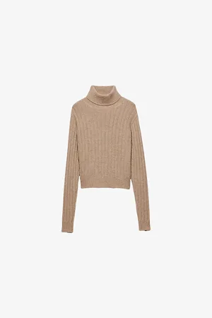 Prada Womens Turtleneck Ribbed Cashmere Jumper