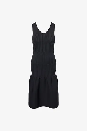 CFCL Womens Fluted V-Neck Knitted Midi Dress