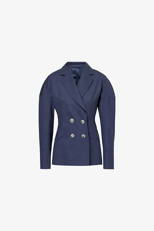 Givenchy Womens Cuffed Double-Breasted Wool Blazer