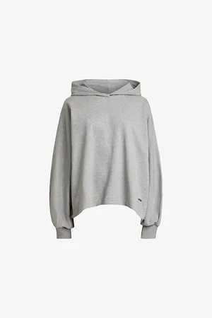 AllSaints Womens Artia Logo-Badge Relaxed-Fit Cotton Hoody