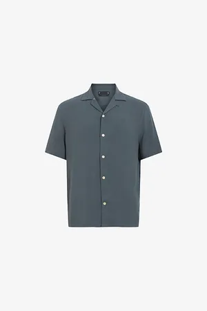AllSaints Mens Venice Logo-Embroidered Eco-Viscose Shirt