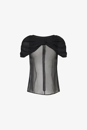 Simone Rocha Womens Bow-Embellished Sheer Silk Top