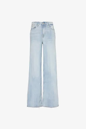 GOOD AMERICAN Womens Good Skate Five-Pockets Wide-Leg High-Rise Stretch-Denim Blend Jeans