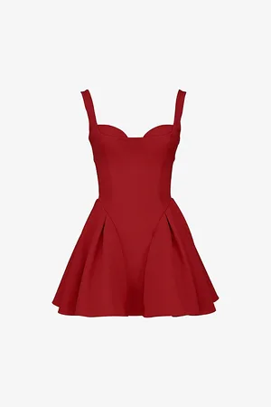 House Of Cb Womens Bunny Sweetheart-Neck Flared-Skirt Stretch-Crepe Mini Dress