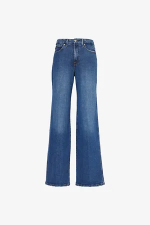 GOOD AMERICAN Womens Good Skate Five-Pockets Wide-Leg High-Rise Stretch-Denim Blend Jeans