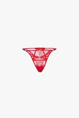Lounge Underwear Womens Amoura Embroidered Lace and Mesh Thong
