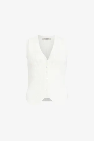 AllSaints Womens Cruz V-Neck Ribbed Knitted Waistcoat