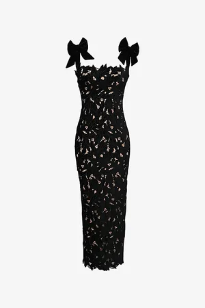 House Of Cb Womens Tiff Floral-Lace Slim-Fit Woven Maxi Dress
