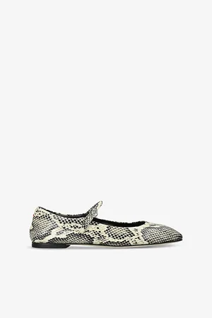 Aeyde Womens Uma Snake-Print Leather Mary Jane Flats