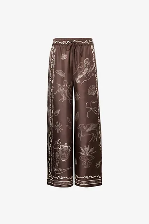 ALÉMAIS Womens Sammy Wide-Leg Silk Trousers