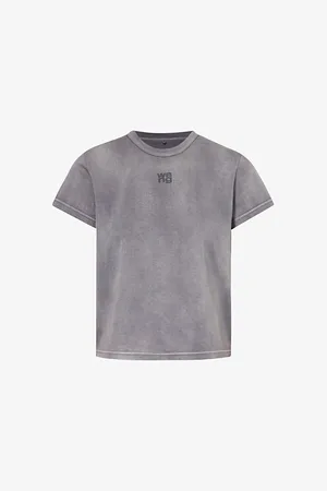 Alexander Wang Womens Shrunken Faded-Wash Cotton-Jersey T-Shirt