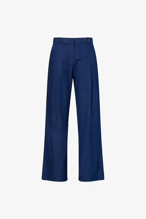 THE GARMENT Womens Merci Wide-Leg Cotton-Blend Chambray Trousers