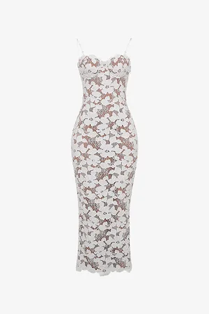 House Of Cb Womens Floral-Lace Woven Maxi Dress