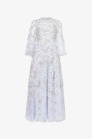 Needle & Thread Womens Everett Flower-Embroidery Recycled-Polyester Maxi Dress