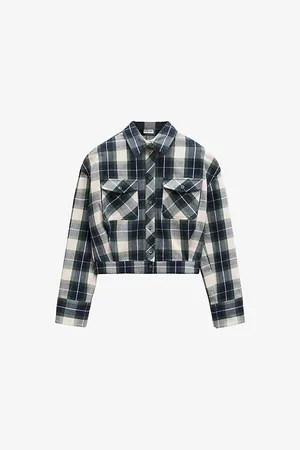 Loewe Womens Check-Print Cropped Cotton Shirt