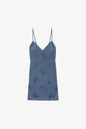 Zadig & Voltaire Womens Rameli Embellished Silk Mini Dres