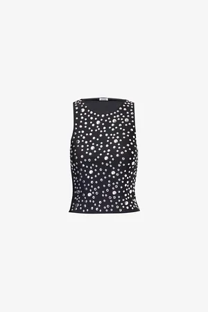Jaded London Womens Studs-Embellishment Sleeveless Stretch-Woven Top