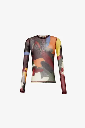 J.W.Anderson Womens Underpinning Long-Sleeve Mesh Top