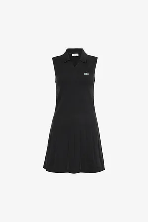 Lacoste Womens Logo-Patch Stretch-Knit Mini Tennis Dress