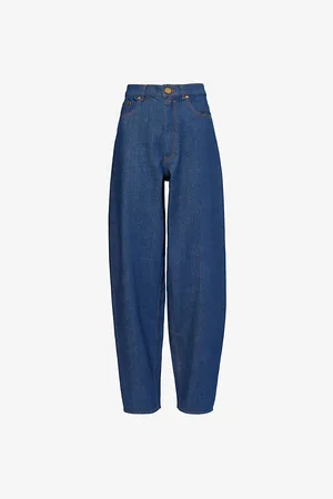 ZIMMERMANN Womens Barrel-Leg Indigo-Wash Stretch-Denim Jeans