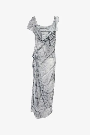 Vivienne Westwood Womens Graffiti-Print Short-Sleeve Mesh Maxi Dress