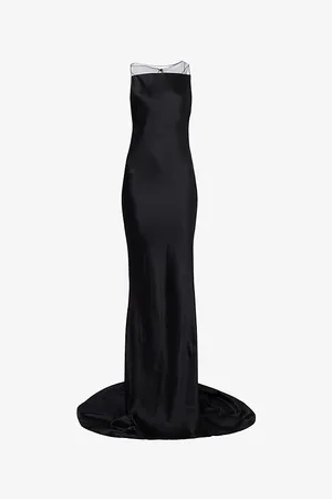 Maison Margiela Womens Evening Mesh-Panel Woven Maxi Dress