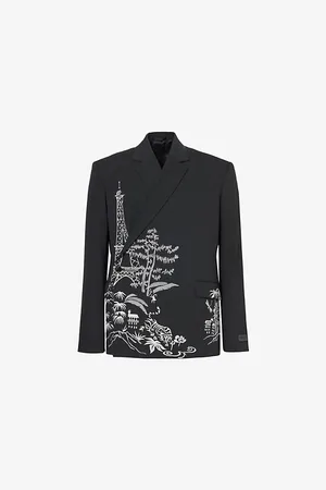Kenzo Mens Jungle Wrap Embroidered Relaxed-Fit Woven-Blend Blazer