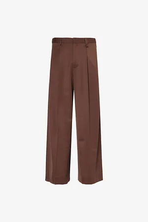Simone Rocha Mens Pleated Two-Slip-Pockets Wide-Leg Relaxed-Fit Woven-Blend Trousers