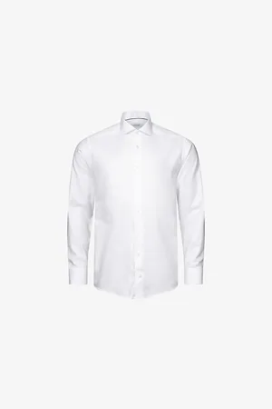 Eton Mens Solid Fine-Twill Contemporary-Fit Organic-Cotton Shirt