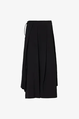 YOHJI YAMAMOTO Womens Pleated Mid-Rise Rayon-Blend Midi Skirt