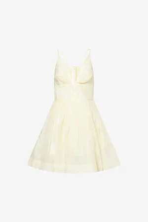ZIMMERMANN Womens Illuminate V-Neck Linen-Silk Mini Dress