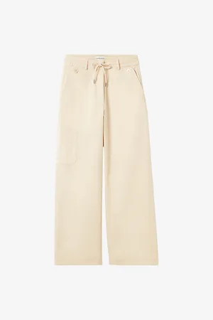 Claudie Pierlot Womens Patch-Pocket Straight-Leg Low-Rise Stretch-Cotton Trousers