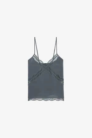 Zadig & Voltaire Womens Cishi Lace-Embroidered Silk Cami Top