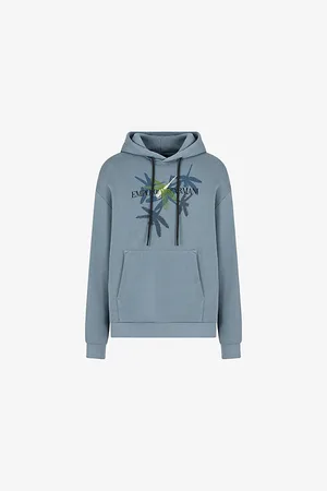 Emporio Armani Mens Graphic-Print Regular-Fit Cotton-Blend Hoody