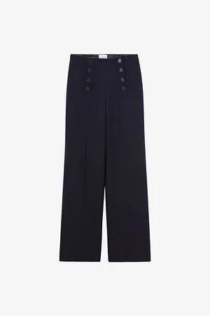 Claudie Pierlot Womens Flared Wide-Leg Mid-Rise Stretch-Woven Trousers
