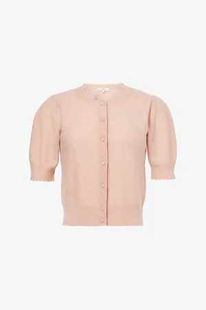 Frame Womens Pointelle Short-Sleeve Cashmere Knitted Cardigan