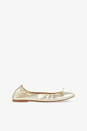 LK Bennett Womens Trilly Bow-Embellished Leather Ballet Flats