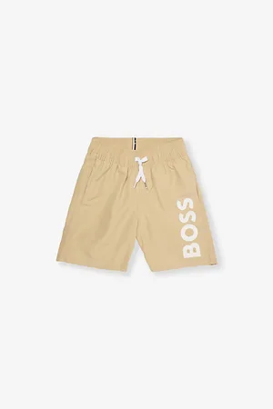 HUGO BOSS Brand-Print Two-Slip-Pockets Swim Shorts 4-16 Years