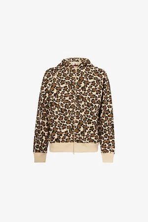 ICECREAM Mens Leopard-Print Zip-Through Cotton-Jersey Hoody